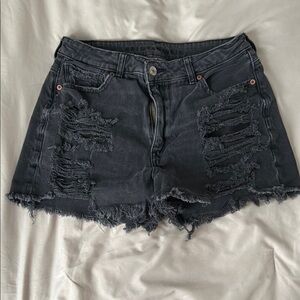 American Eagle Distressed Black Denim Shorts